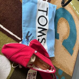 NWT - TOMS Vibrant Red Canvas Slip-Ons